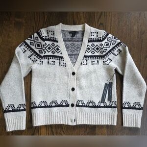 NWT Tahari Cream and Black Geometric Cardigan Size L